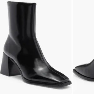 Jeffrey Campbell Sherpal Bootie Black Patent Leather Heeled Square Toe