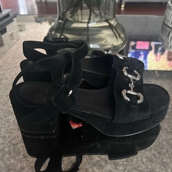 Jeffrey Campbell Timeless Suede Horse Bit Platform Sandals
