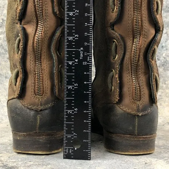 Jeffrey Campbell Women's Size 7 Zipped Brown Olive Distressed Leather OTK Boots