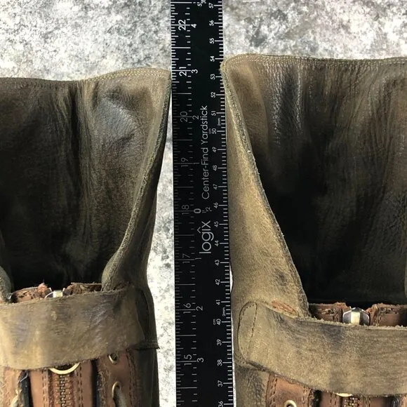 Jeffrey Campbell Women's Size 7 Zipped Brown Olive Distressed Leather OTK Boots