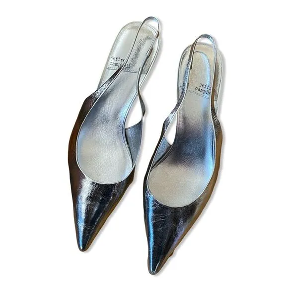 Jeffrey Campbell Persona Slingbacks Heels in Silver shoes Revolve 9.5