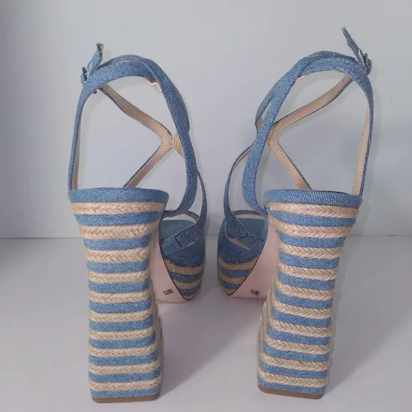 Jessica Simpson Denim Blue Platform Strappy Open Toe Heels/Sandals