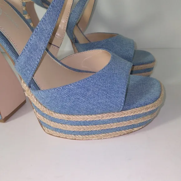 Jessica Simpson Denim Blue Platform Strappy Open Toe Heels/Sandals