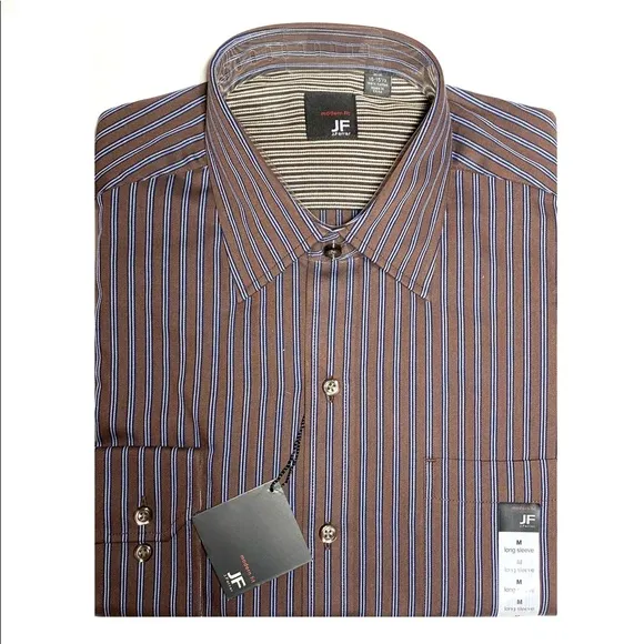 JF J.Frerrar Modern Fit Striped Long Sleeve Dress Shirt