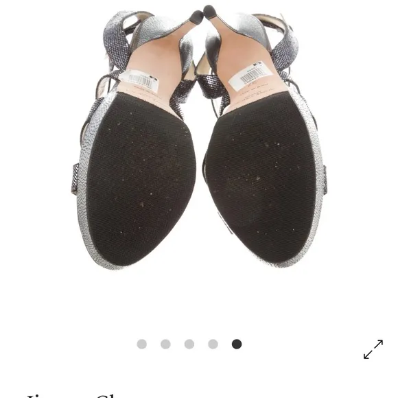 Jimmy Choo Silver Platform Sandals with Strappy Design