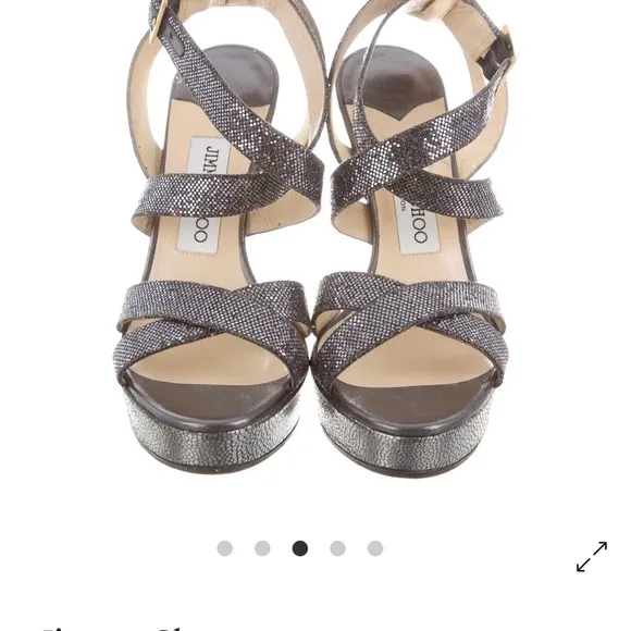 Jimmy Choo Silver Platform Sandals with Strappy Design