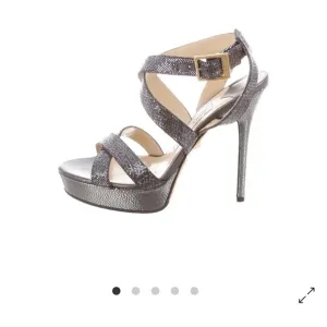 Jimmy Choo Silver Platform Sandals with Strappy Design