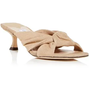 Jimmy Choo Womens Avenue 50 Beige Kitten Knot-Front Slide Sandals Shoes NWOB