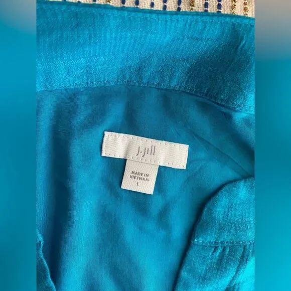 J. Jill Maxi Dress Sz  Large Sleeveless  Color Block  Relaxed Blue Green Pockets
