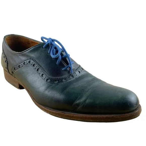 John Fluevog Granville 837 Black Brogued Leather Oxford Shoes Men's US 8.5