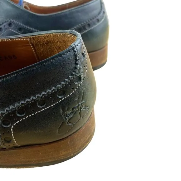 John Fluevog Granville 837 Black Brogued Leather Oxford Shoes Men's US 8.5