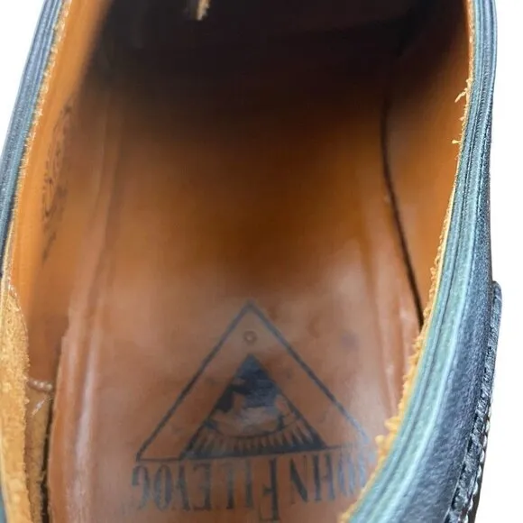 John Fluevog Granville 837 Black Brogued Leather Oxford Shoes Men's US 8.5