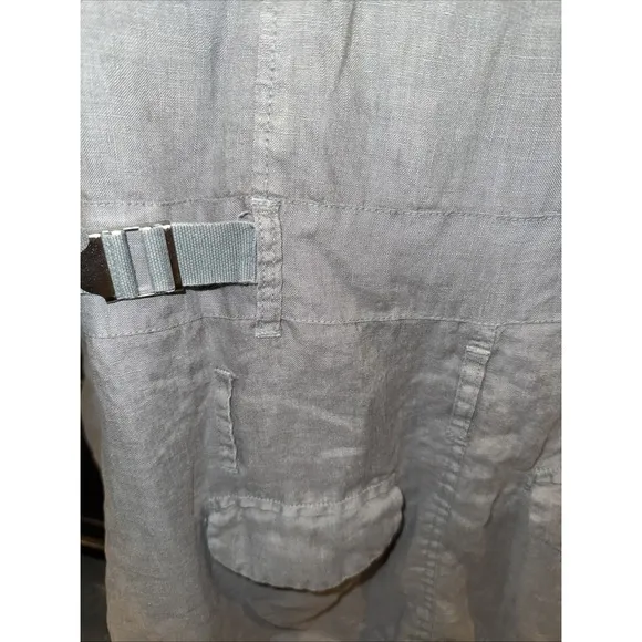 Johnny Was Pete And Greta Gray Small Utility Jacket Pockets Removable Hood Linen