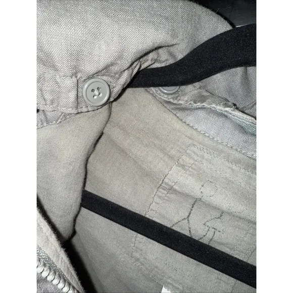Johnny Was Pete And Greta Gray Small Utility Jacket Pockets Removable Hood Linen