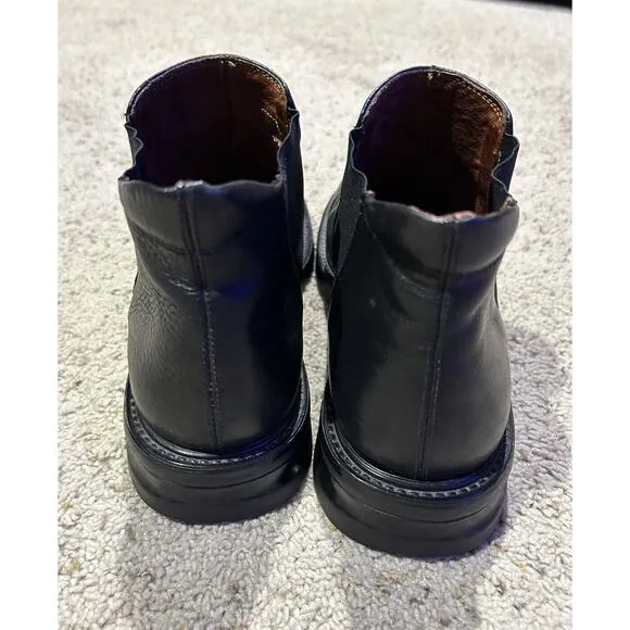 Johnston &amp; Murphy 9.5 M men's Black Pebbled Leather Chelsea SLIP ON BOOTS G23