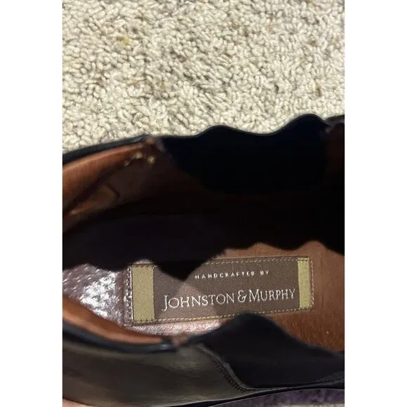 Johnston &amp; Murphy 9.5 M men's Black Pebbled Leather Chelsea SLIP ON BOOTS G23