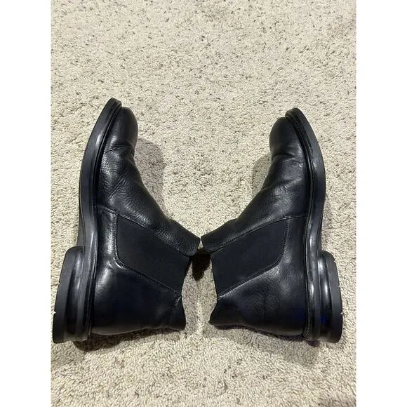 Johnston &amp; Murphy 9.5 M men's Black Pebbled Leather Chelsea SLIP ON BOOTS G23