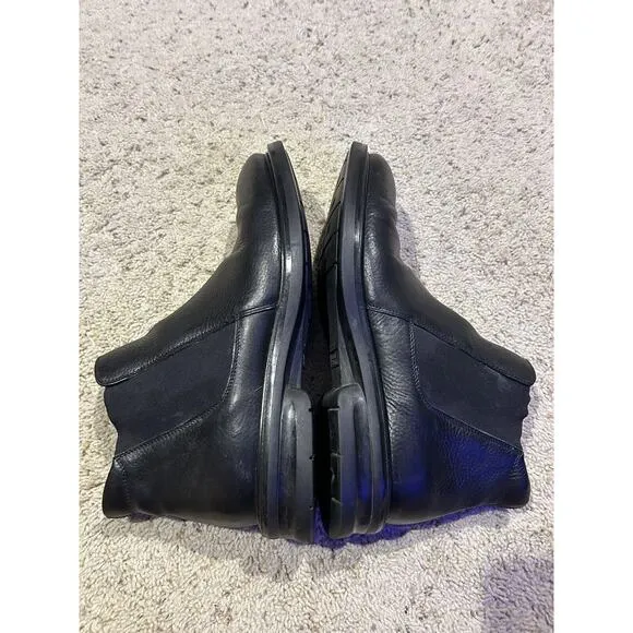 Johnston &amp; Murphy 9.5 M men's Black Pebbled Leather Chelsea SLIP ON BOOTS G23