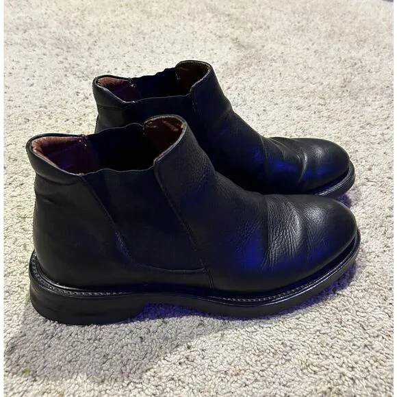 Johnston &amp; Murphy 9.5 M men's Black Pebbled Leather Chelsea SLIP ON BOOTS G23