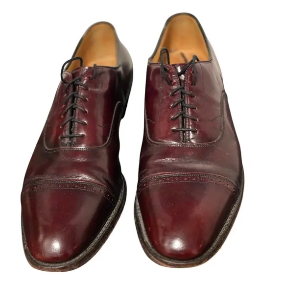Johnston &amp; Murphy Aristocrat Aldrich Cap Toe Dress Shoe Mens 10.5 Burgundy