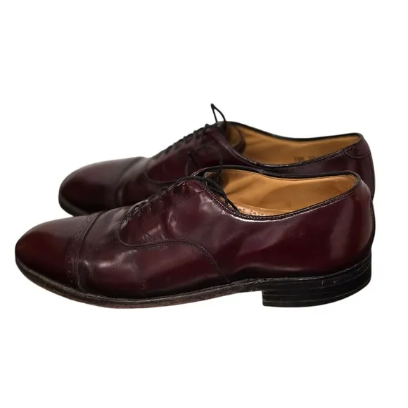 Johnston &amp; Murphy Aristocrat Aldrich Cap Toe Dress Shoe Mens 10.5 Burgundy