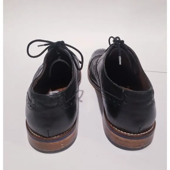 Johnston &amp; Murphy Black Leather Cap Toe Oxford Shoes