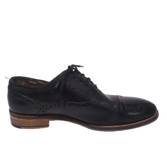Johnston &amp; Murphy Black Leather Cap Toe Oxford Shoes