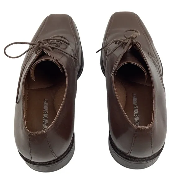 Johnston &amp; Murphy Harding Panel Brown Leather Oxford Dress Shoes