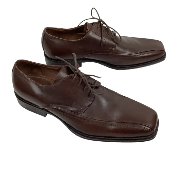 Johnston &amp; Murphy Harding Panel Brown Leather Oxford Dress Shoes