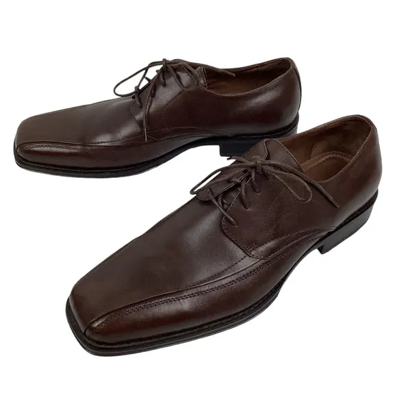 Johnston &amp; Murphy Harding Panel Brown Leather Oxford Dress Shoes