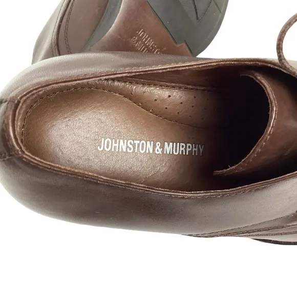 Johnston &amp; Murphy Harding Panel Brown Leather Oxford Dress Shoes