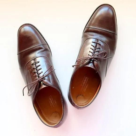 Johnston &amp; Murphy Men's Brown Leather Wingtip Lace-up Oxford Derby Shoes 10.5