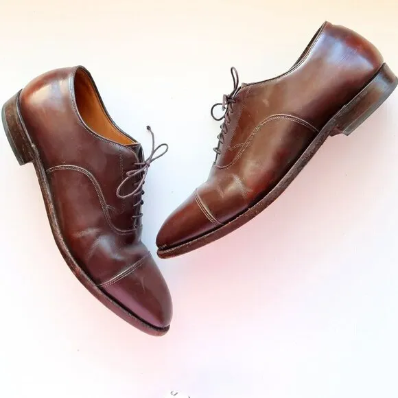 Johnston &amp; Murphy Men's Brown Leather Wingtip Lace-up Oxford Derby Shoes 10.5