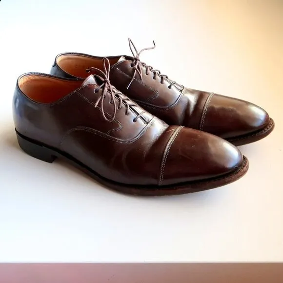 Johnston &amp; Murphy Men's Brown Leather Wingtip Lace-up Oxford Derby Shoes 10.5
