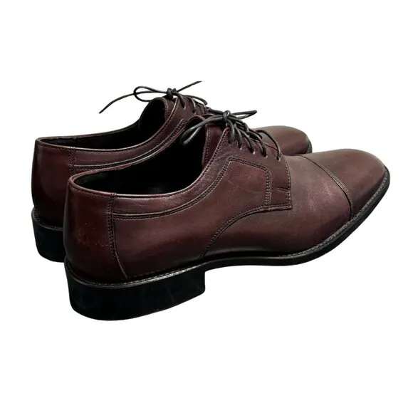 Johnston &amp; Murphy Mens Novick Cap Toe Lace Up Oxford Burgundy Shoes - Size 11.5M