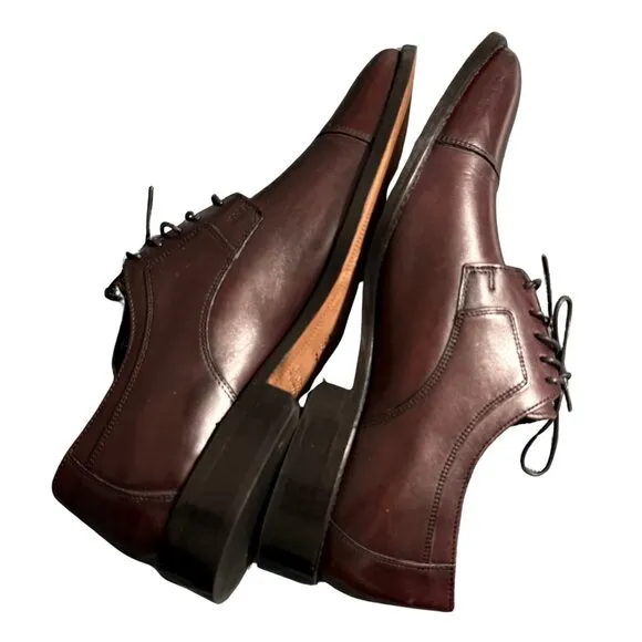 Johnston &amp; Murphy Mens Novick Cap Toe Lace Up Oxford Burgundy Shoes - Size 11.5M