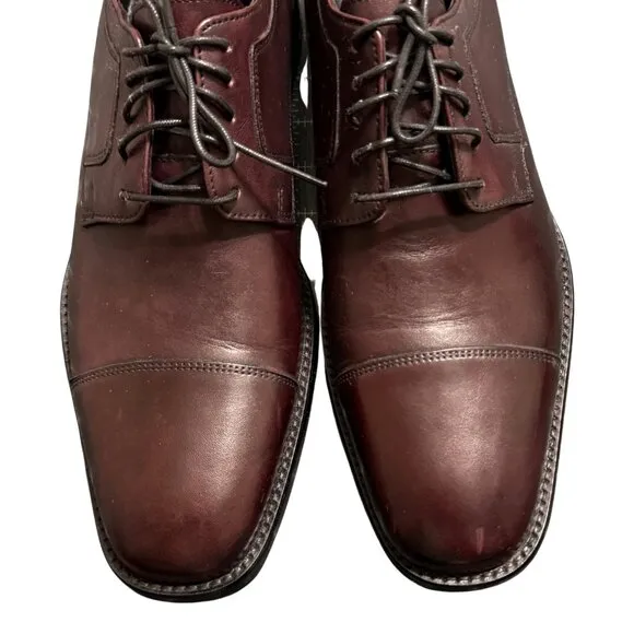 Johnston &amp; Murphy Mens Novick Cap Toe Lace Up Oxford Burgundy Shoes - Size 11.5M