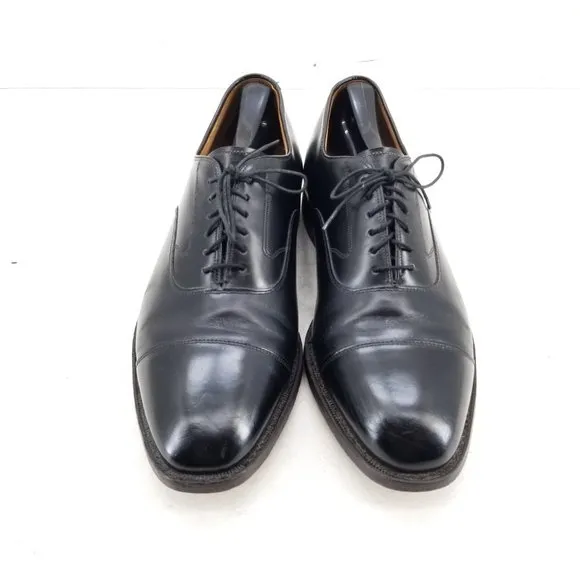 JOHNSTON &amp; MURPHY Optima Melton Cap-Toe Made In USA Black Sz 9.5 E/C Dress Shoes