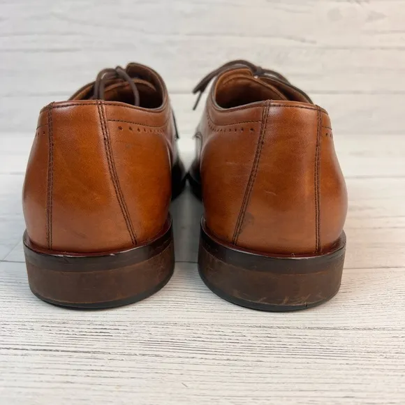 Johnston &amp; Murphy Sanborn Cap Toe Oxford Men’s 10M Tan Brown Leather Dress 2540