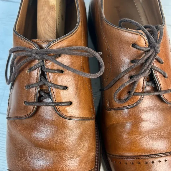 Johnston &amp; Murphy Sanborn Cap Toe Oxford Men’s 10M Tan Brown Leather Dress 2540