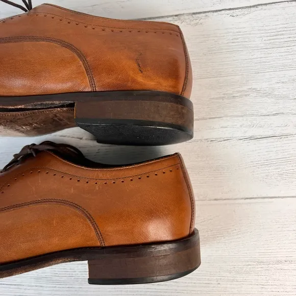 Johnston &amp; Murphy Sanborn Cap Toe Oxford Men’s 10M Tan Brown Leather Dress 2540
