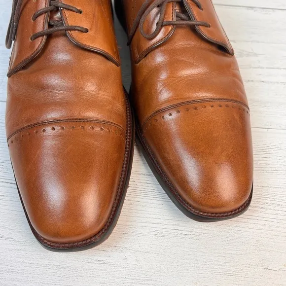Johnston &amp; Murphy Sanborn Cap Toe Oxford Men’s 10M Tan Brown Leather Dress 2540