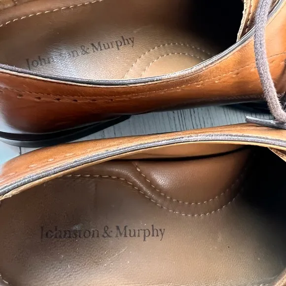Johnston &amp; Murphy Sanborn Cap Toe Oxford Men’s 10M Tan Brown Leather Dress 2540
