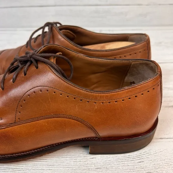 Johnston &amp; Murphy Sanborn Cap Toe Oxford Men’s 10M Tan Brown Leather Dress 2540