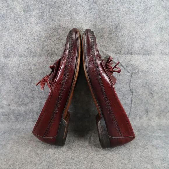 Johnston &amp; Murphy Shoes Mens 8 Tassel Loafer Leather Woven Classic Dress Kiltie