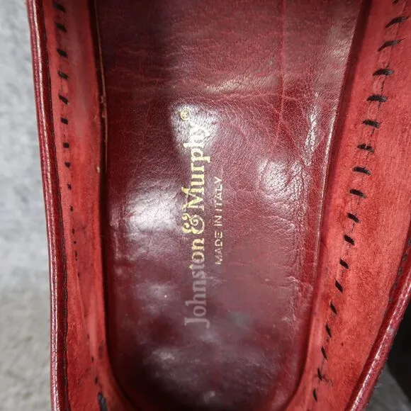Johnston &amp; Murphy Shoes Mens 8 Tassel Loafer Leather Woven Classic Dress Kiltie