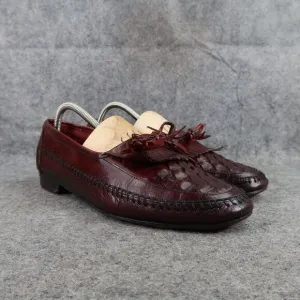 Johnston &amp; Murphy Shoes Mens 8 Tassel Loafer Leather Woven Classic Dress Kiltie