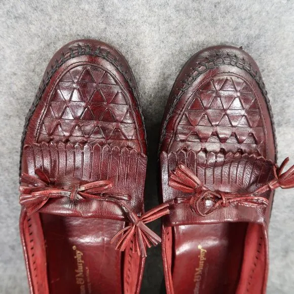 Johnston &amp; Murphy Shoes Mens 8 Tassel Loafer Leather Woven Classic Dress Kiltie