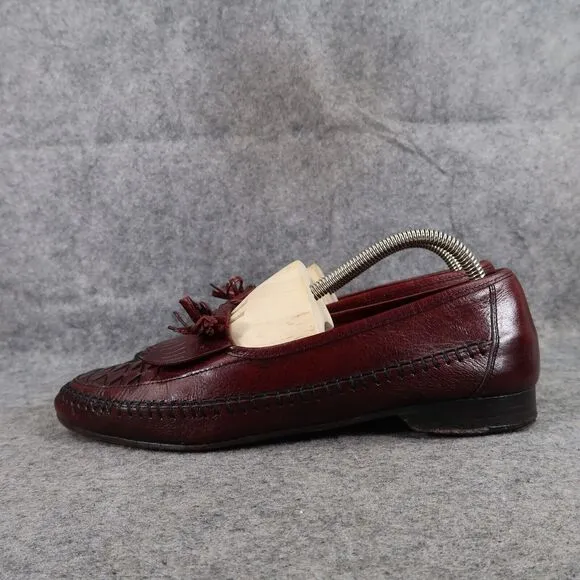 Johnston &amp; Murphy Shoes Mens 8 Tassel Loafer Leather Woven Classic Dress Kiltie