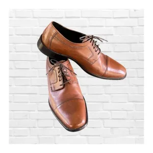 Johnston and Murphy British Tan Leather Brown Oxford Lace Up Dress Shoes 13M